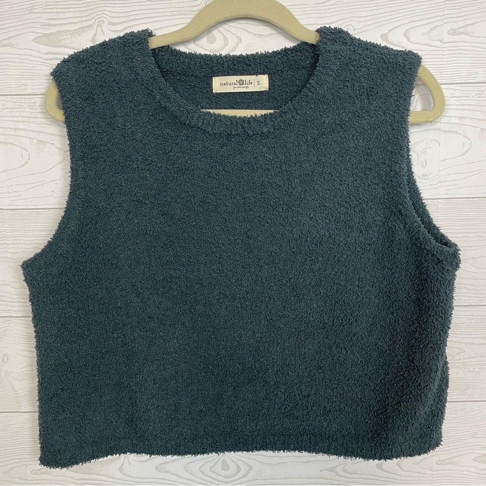 NATURAL LIFE Gray Boucle Crop Top Size Small Bohemian